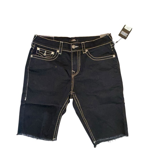 New ▶️ True Religion ◀️ Men's Ricky Flap Fray Short - Black Rinse nwt 32 Jorts - Picture 5 of 14